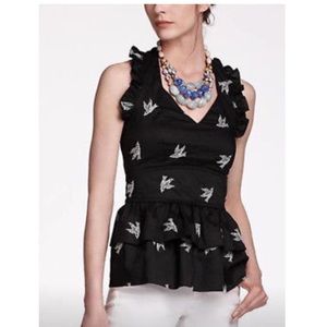 Embroidered Dove Peplum Tank by Girls from Savoy